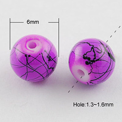 Drawbench Glass Bead Strands, Round, Medium Orchid, 6mm, Hole: 1.3~1.6mm, about 133pcs/strand, 31.4 inch