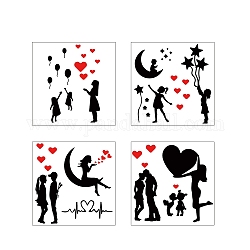 Creatcabin 4 Sets Lovesick-Autoaufkleber, von Banksy inspirierte Aufkleber, wasserfest, reflektierend, für Autos, Fahrzeuge, Frauen, Stoßstange, Fenster, Laptop, Türen, Wände, Motorrad, Dekorationsaufkleber (schwarz + rot)