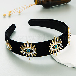 Tuch Haarbänder, Legierung Emaille mit Strass bösen Augen breite Haarbänder Zubehör für Frauen Mädchen, Schwarz, 150x130x43 mm