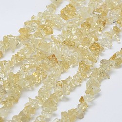 Chapelets de perles de citrine naturelle, puce, jaune, teints et chauffée, jaune, 3~5x7~13x2~4mm, Trou: 0.4mm, 34.9 pouce