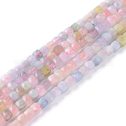 Chapelets de perles en morganite naturelle, facette, cube, 3.5~4x3.5~4x3.5~4mm, Trou: 0.6mm, Environ 97~104 pcs/chapelet, 15.35 pouce ~ 15.55 pouces (39~39.5 cm)