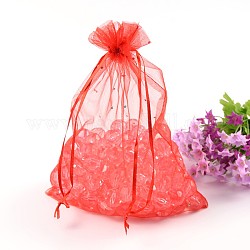 Organza Bags, with Sequins and Ribbons, Rectangle, Red, 25x18cm