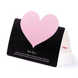 Coeur cartes de vœux, cartes d'amour pour la saint valentin, pour la fête de mariage d'anniversaire, rectangle, noir, 96x135x0.3mm, 50 pcs /sachet 