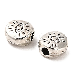 Perline in lega stile tibetano,  cadmio& piombo libero, rotondo e piatto, argento antico, 6x3mm, Foro: 1.6 mm