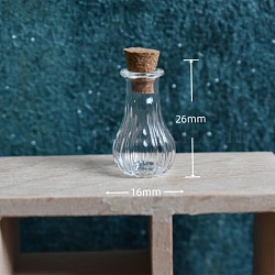 Glasflasche, mit Korkstopfen, Ich wünsche eine Flasche, Transparent, 1.6x2.6 cm