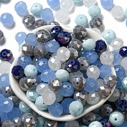 Perle di vetro, sfaccettato, rondelle, azzurro, 10x8mm, Foro: 1 mm, circa 560pcs/500g