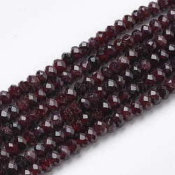 Natural Garnet Beads Strands, Faceted Rondelle, 4x2.5~3mm, Hole: 0.5mm, about 144pcs/strand, 15.7 inch