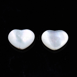 Shell perle bianche naturali, cuore, 5.5x7.5x2.5mm, Foro: 0.8 mm