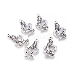 Zinc Alloy Pendants, Lead Free & Nickel Free, Snake, Antique Silver Color, Size: about 34mm long, 19mm wide, 3mm thick, hole: 2mm