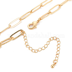 Fabrication de collier de chaîne de trombone en laiton, sans nickel, véritable 18k plaqué or, 15.7 pouce (40 cm)