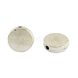 Tibetan Style Alloy Flat Round Beads, Cadmium Free & Lead Free, Antique Silver, 9x3mm, Hole: 1mm