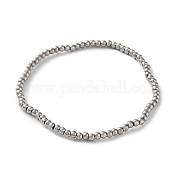 316 bracelets extensibles en perles rondes en acier inoxydable chirurgical, couleur inoxydable, diamètre intérieur: 2 pouce (5.2 cm), large: 3 mm