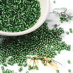 Glass Seed Beads, Silver Lined, Cylinder, Sea Green, 2x1.5mm, Hole: 1.4mm, about 50398pcs/pound