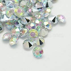 Imitation Taiwan Acrylic Rhinestone Pointed Back Cabochons, Faceted, Diamond, AB Color, Clear AB, 3x2mm