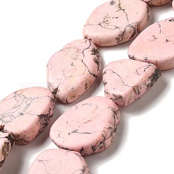 Hilos de perlas sintéticas teñidas de turquesa, pepitas, rosa, 22~32x19~26.5x6~10mm, agujero: 1.2 mm, aproximamente 15~16 pcs / cadena, 15.83~16.34'' (40.2~41.5 cm)
