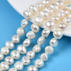 Hebras de perlas de agua dulce cultivadas naturales, dos lados pulidos, color de concha, 8~9.5x8.5~11.5x5~7.5mm, agujero: 0.7 mm, aproximamente 20~21 pcs / cadena, 6.69 pulgada ~ 7.09 pulgadas (17 cm ~ 18 cm)