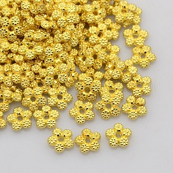 Stile tibetano in lega i branelli del distanziatore, fiore, oro, 7x7x2mm, Foro: 1 mm