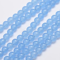 Натуральные и крашеные нити шарик Malaysia нефрита, круглые, Небесно-голубой, 8 мм, отверстие : 1.0 мм, около 48 шт / нитка, 15 дюйм
