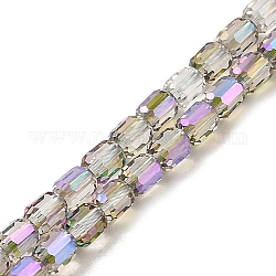 Chapelets de perles en verre transparent électrolytique, facette, colonne, orchidée, 5.5x4mm, Trou: 1mm, Environ 75 pcs/chapelet, 15.55~15.67 pouce (39.5~39.8 cm)