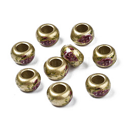 Perles acryliques opaques peintes à la bombe, Perles avec un grand trou   , plat rond, kaki foncé, 15x9mm, Trou: 7mm