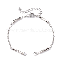 Brass Bead Link Chain Bracelet Making, with Lobster Claw Clasp, Fit for Connector Charms, Platinum, 6-1/2 inch(16.6cm)
