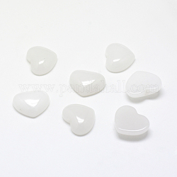 Natürliche weiße Jade Cabochons, Herz, 10x10x5 mm