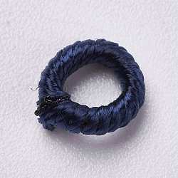 Polyester Cord Beads, Ring, Prussian Blue, 6~6.5x1.5mm, Hole: 3mm