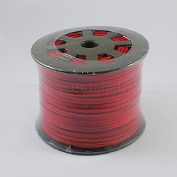Faux Suede Cord, Faux Suede Lace, with Gold Dust, Red, 3x1mm, about 100yards/roll(300 feet/roll)