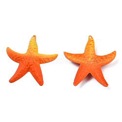 Grandi pendenti in ferro verniciato a spruzzo, stella di mare, arancione scuro, 50x46.5x6mm, Foro: 1.2 mm