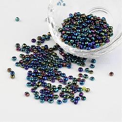 8/0 seme di vetro rotondo con gocce di iride elettrolitico, colorato, 3mm, Foro: 1 mm, circa 1101pcs/50g