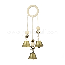 Protection des cloches de sorcière en fer pour cintre de bouton de porte, avec perles en bois imprimé léopard, pour la décoration de la cuisine de la maison bohème, bronze antique, 225mm, Trou: 34mm