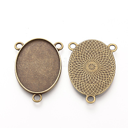 Tibetan Style Alloy Cabochon Connector Settings, Cadmium Free & Nickel Free & Lead Free, Oval, Antique Bronze, Tray: 25x35mm, 42x28.5x2mm, Hole: 3mm, about 220pcs/1000g
