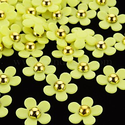 Abalorios acrílicos opacos, flor, amarillo, 22x22.5x7mm, agujero: 1.4 mm