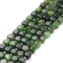 Natürliche grüne Jaspis Perlenstränge, mit Glasperlen, Viereck, 6~7x6~7x6~7 mm, Bohrung: 1 mm, ca. 45 Stk. / Strang, 15.16 Zoll (38.5 cm) ~ 15.83 Zoll (40.2 cm)