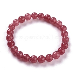 Gefärbte natürliche Jade Perlen Stretch-Armbänder, Runde, cerise, Innendurchmesser: 2-1/4 Zoll (5.7 cm), Perle: 8~8.5 mm