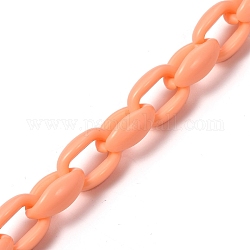 Handmade Acrylic Cable Chains, for Handbag Chain Making, Light Salmon, 16x11x6.5mm, 39.37 inch(1m)/strand