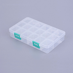 Boîte en plastique de stockage d'organisateur, boîtes diviseurs réglables, rectangle, blanc, 16.5x10.8x3 cm, compartiment: 3x2.5cm, 18 compartiment / boîte