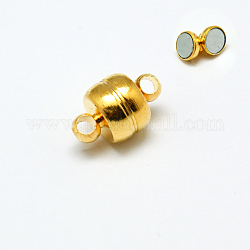 Magnetverschlüsse aus Legierung mit Schlaufen, Rondell, golden, 12x7 mm, Bohrung: 1.8 mm