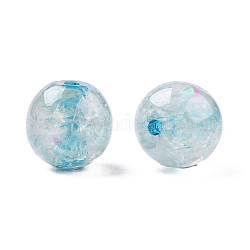 Des perles de résine transparentes, avec coquille, ronde, bleu profond du ciel, 12x11.5mm, Trou: 1.5~3mm