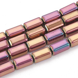 Electroplate non magnetici ematite sintetico fili di perline, cuboide, arcobaleno placcato, 8x4x4mm, Foro: 1 mm, circa 50pcs/filo, 16.14 pollice