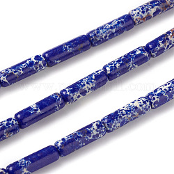 Natürliche regalite / imperial jasper / sea sediment jasper beads stränge, gefärbt, Kolumne, Blau, 13~14x4 mm, Bohrung: 1 mm, ca. 30 Stk. / Strang, 15.9 Zoll (40.5 cm)