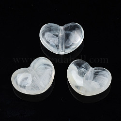 Transparent Acrylic Beads, Two-Tone, Imitation Gemstone Style, Heart, Clear, 15.5x21x9.5mm, Hole: 2mm, about 235pcs/500g