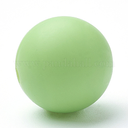 Perlas de silicona ecológicas de grado alimenticio, redondo, verde césped, 12mm, agujero: 2 mm
