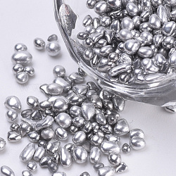 Plated Glass Seed Beads, For Nail Art Decoration, No Hole/Undrilled, Chip, Silver, 1.5~5x1.5~2x1.5~2mm