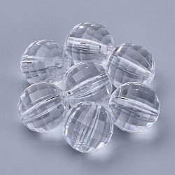 Perline acrilico trasparente, sfaccettato, tondo, chiaro, 18x18mm, Foro: 2.7 mm, circa 145pcs/500g