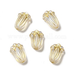 Perles en acrylique transparente, métal doré enlaça, fleur, or, 12x8x5mm, Trou: 1.2mm, environ 2020 pcs/500 g