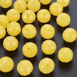 Perline acrilico jelly imitato, sfaccettato, tondo, giallo, 16.5x16mm, Foro: 2.5 mm, circa 288pcs/500g