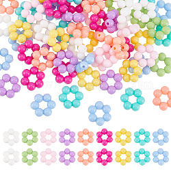 PandaHall 72pcs Flower Beads 9 Colors Plastic Beads Hollow Flower Charm Beads Cute Rainbow Color Loose Spacer Beads for Phone Lanyard DIY Craft Jewellery Necklace Bracelets Earring Making