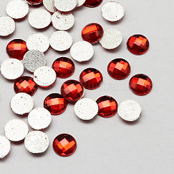 Transparent Faceted Half Round Acrylic Hotfix Rhinestone Flat Back Cabochons for Garment Design, Red, 10x2mm, about 2000pcs/bag