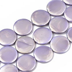 Brins de perles de coquille d'eau douce naturelles peintes par pulvérisation, plat rond, chardon, 20x4mm, Trou: 0.8mm, Environ 20 pcs/chapelet, 15.75 pouce (40 cm)